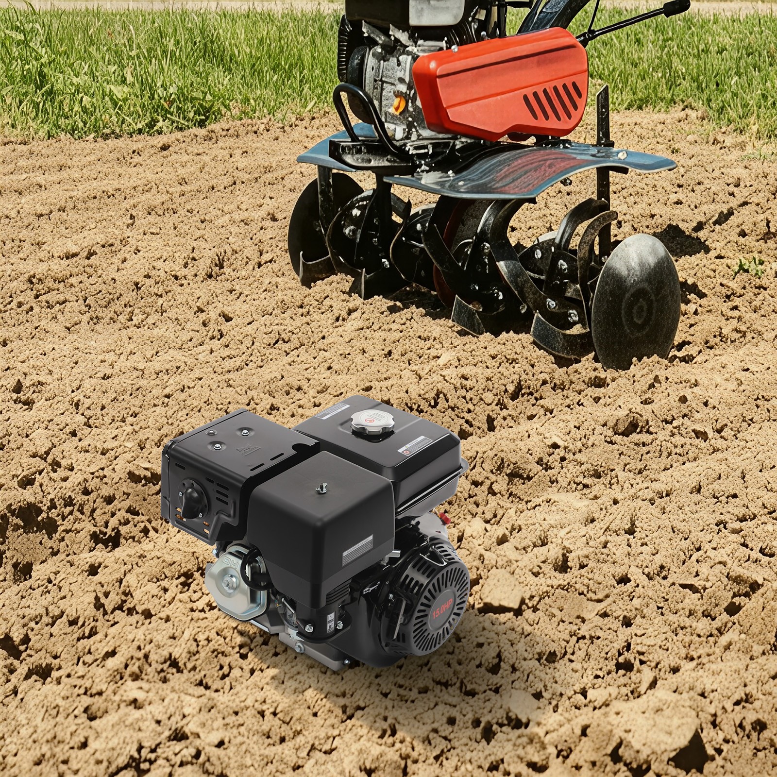 420cc 4-stroke Gasoline Engine Horizontal Gas Engine 15HP 3000-3600rpm Black
