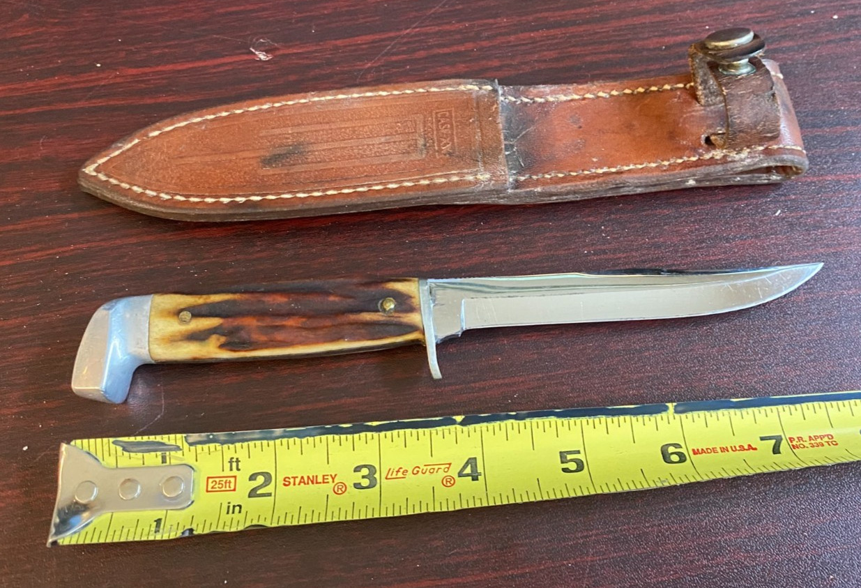 Case XX vintage knife Sambar Deer Stag w/ Sheath fixed blade (1940-1965) Case XX vintage knife Sambar Deer Stag w/ Sheath fixed blade (1940-1965)