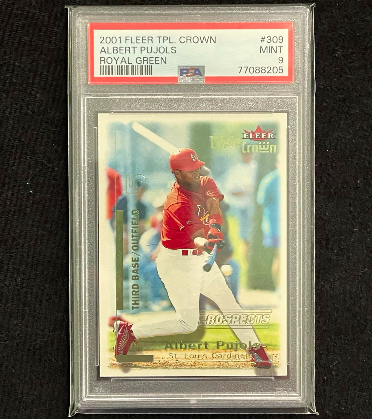 2001 Fleer Triple Crown - Royal Green - Card #309 - PSA MINT 9 - Albert Pujols 2001 Fleer Triple Crown - Royal Green - Card #309 - PSA MINT 9 - Albert Pujols