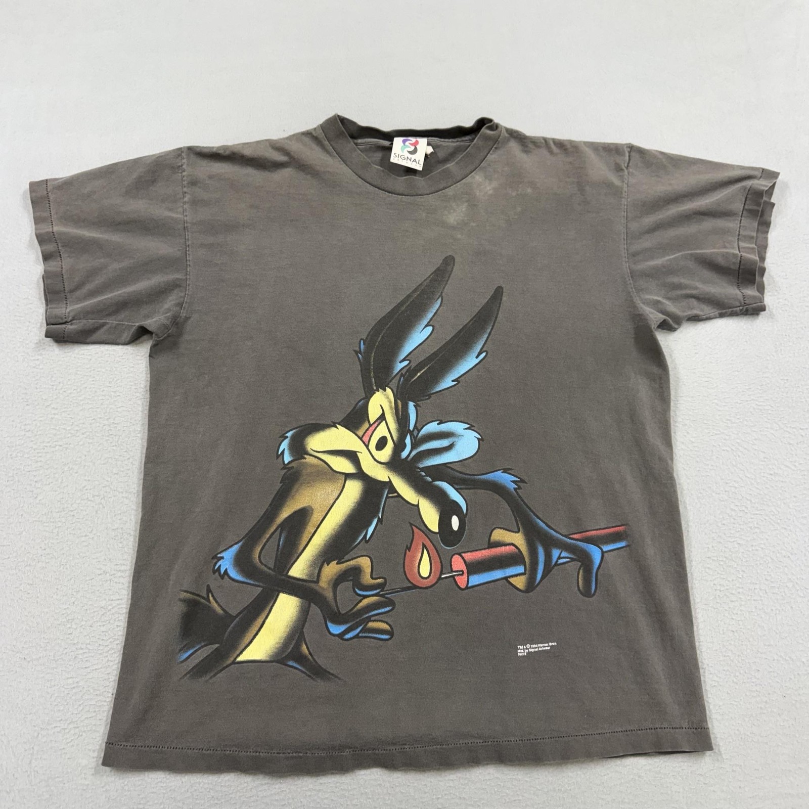 Vintage Looney Tunes Shirt Mens XL Gray Wile E Coyote Graphic Signal Artwear Tee