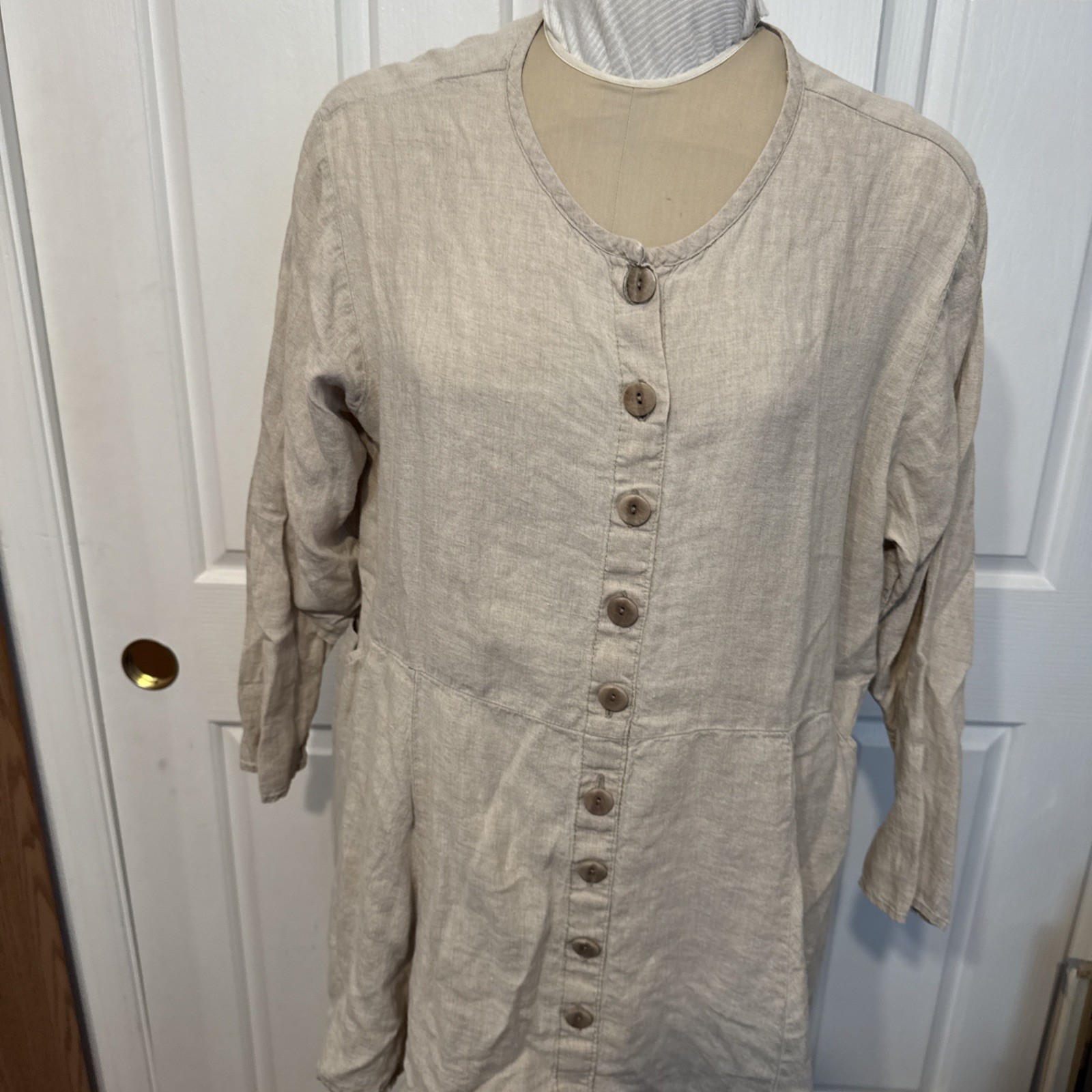 flax by jeanne engelhart top M 100% Linen Tunic Long Sleeve Pockets Tunic flax by jeanne engelhart top M 100% Linen Tunic Long Sleeve Pockets Tunic
