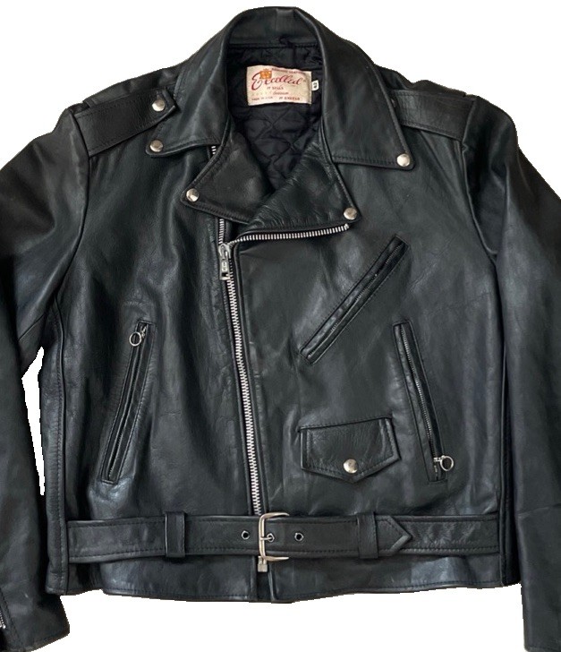 Vintage Excelled Black Leather Biker Jacket Size 42 Men’s 1970s Moto Made in USA