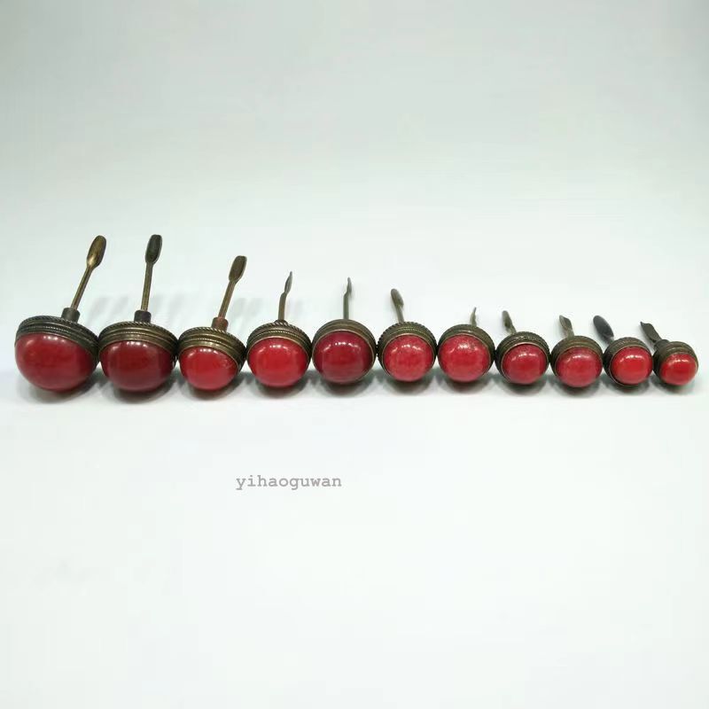 11 Pieces of Chinese Antique Red Snuff Bottle Lids In Both Large and Small Si