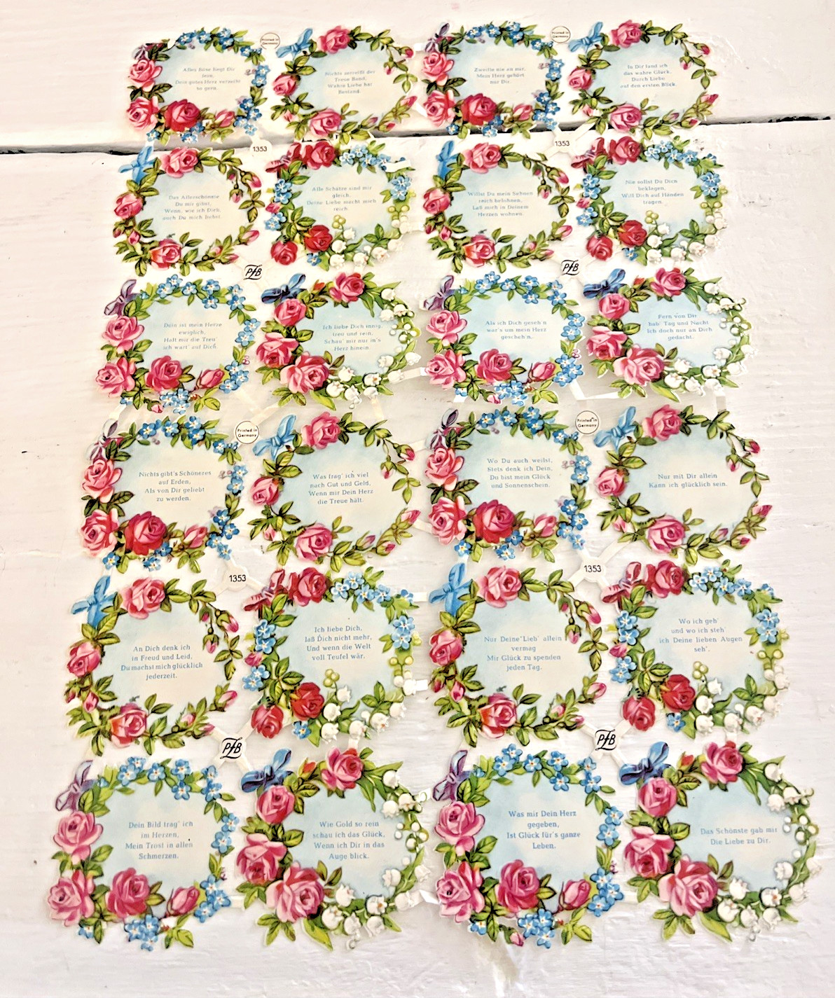 Antique Vintage German Chromolithograph Die Cut Paper Love Notes Crafts 1930s Antique Vintage German Chromolithograph Die Cut Paper Love Notes Crafts 1930s