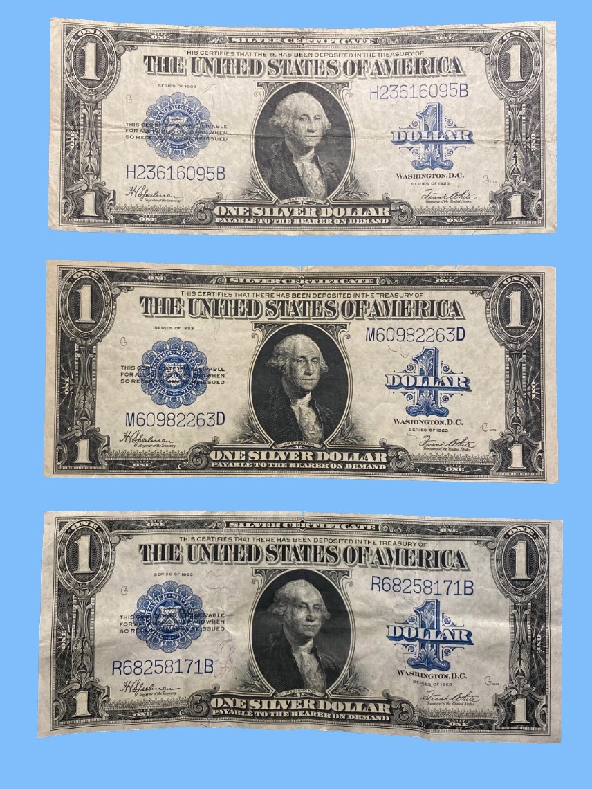 1923 One Dollar Note ~ $1 Silver Certificate ~ VF+ XF Bill Blue Seal Large RARE