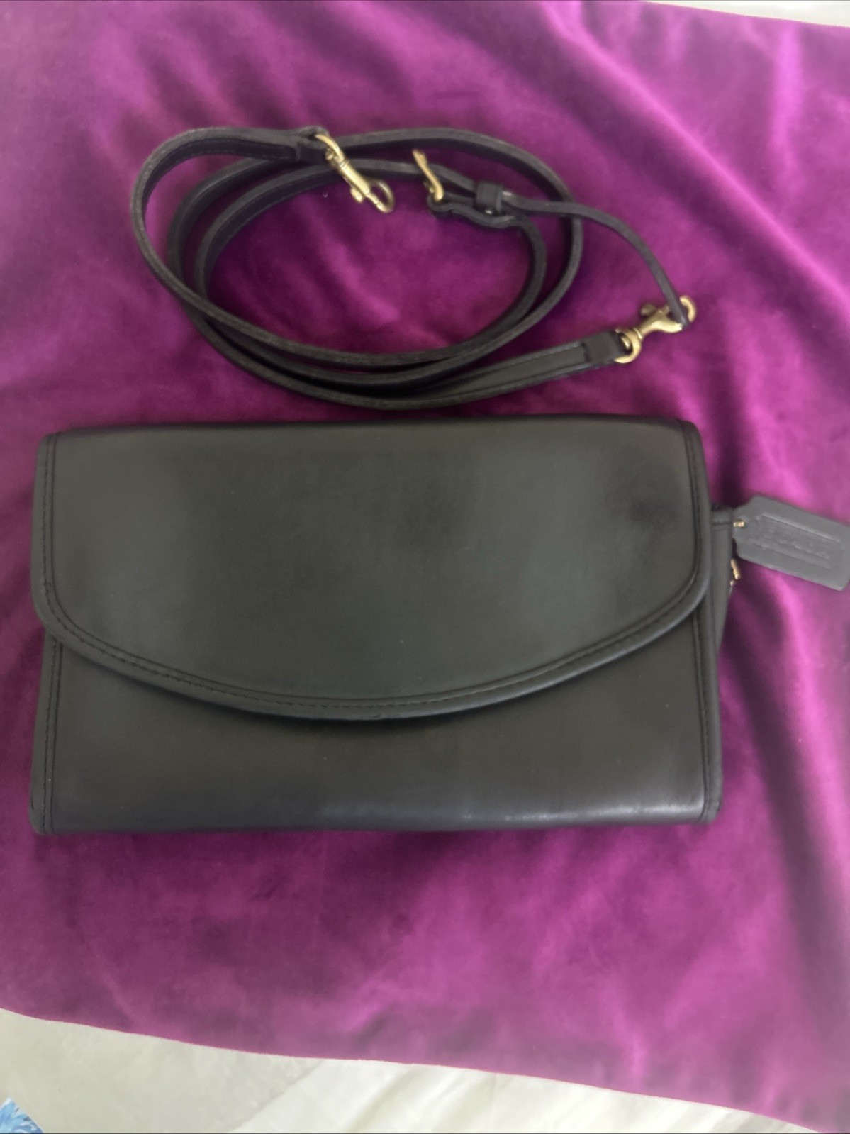 COACH Vintage Sterling Leather Clutch Crossbody 9945 Black Made in USA