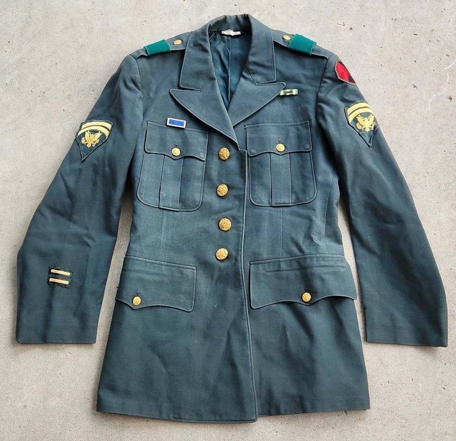 Vintage Vietnam War 1966 1967 US Army 7th ID Dress Green Jacket Rare SP6 Rank