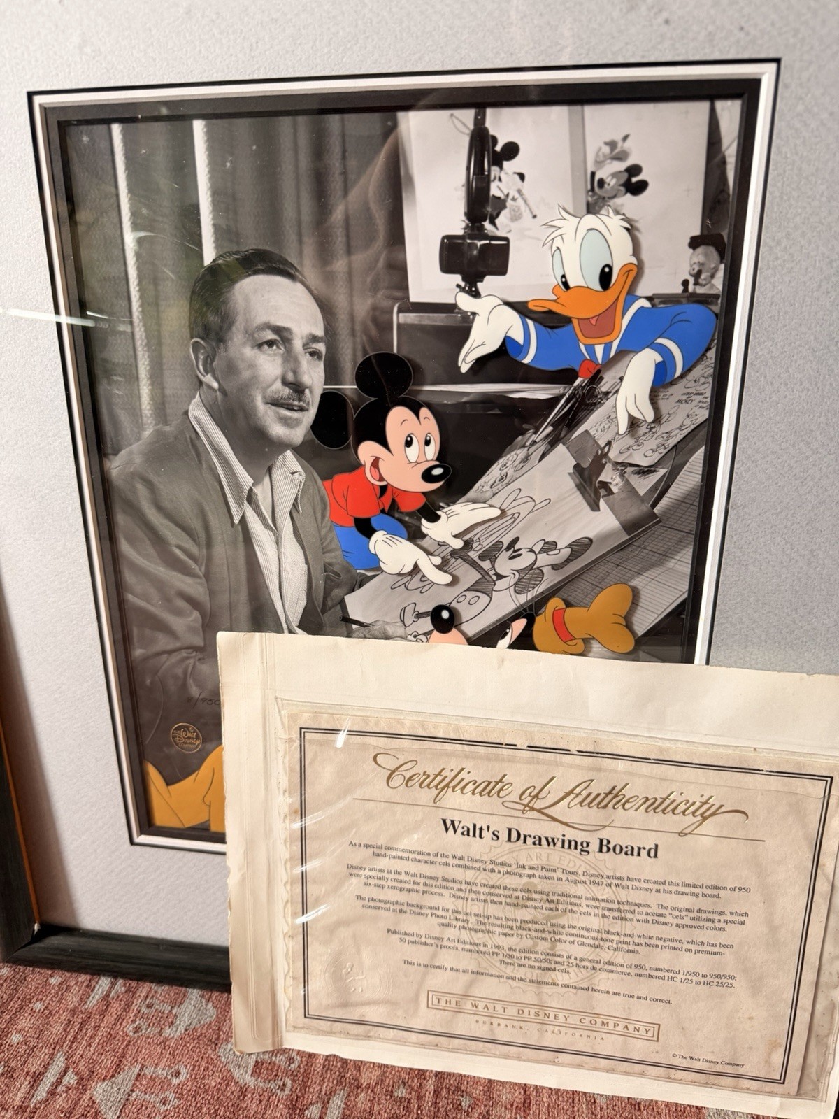 Walt Disney’s “Walt’s Drawing Board” Limited Edition Cel #8/950 Mickey 1993