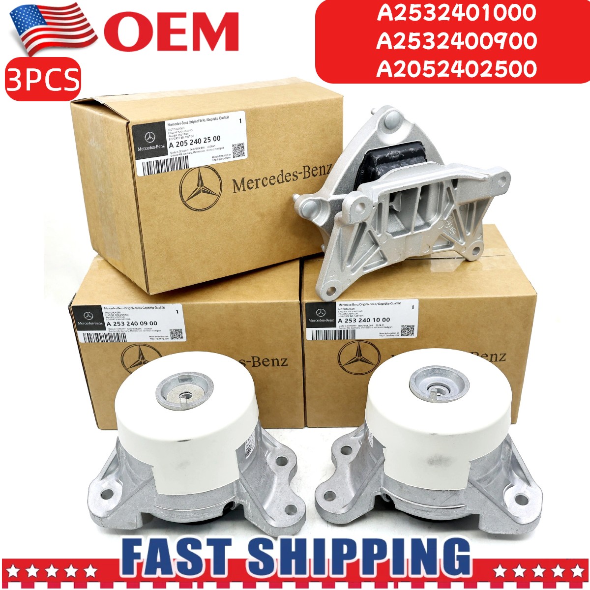 OEM Engine Motor Mount Set For Mercedes W253 GLC200 GLC250 GLC300 GLC43 AMG 2.0L