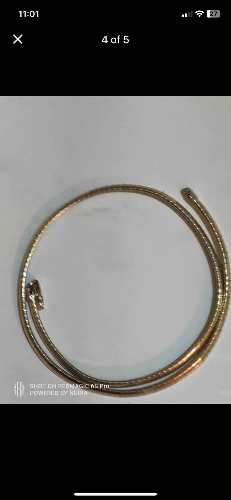 Solid Silver Omega painted Gold 16\ Solid Silver Omega painted Gold 16\