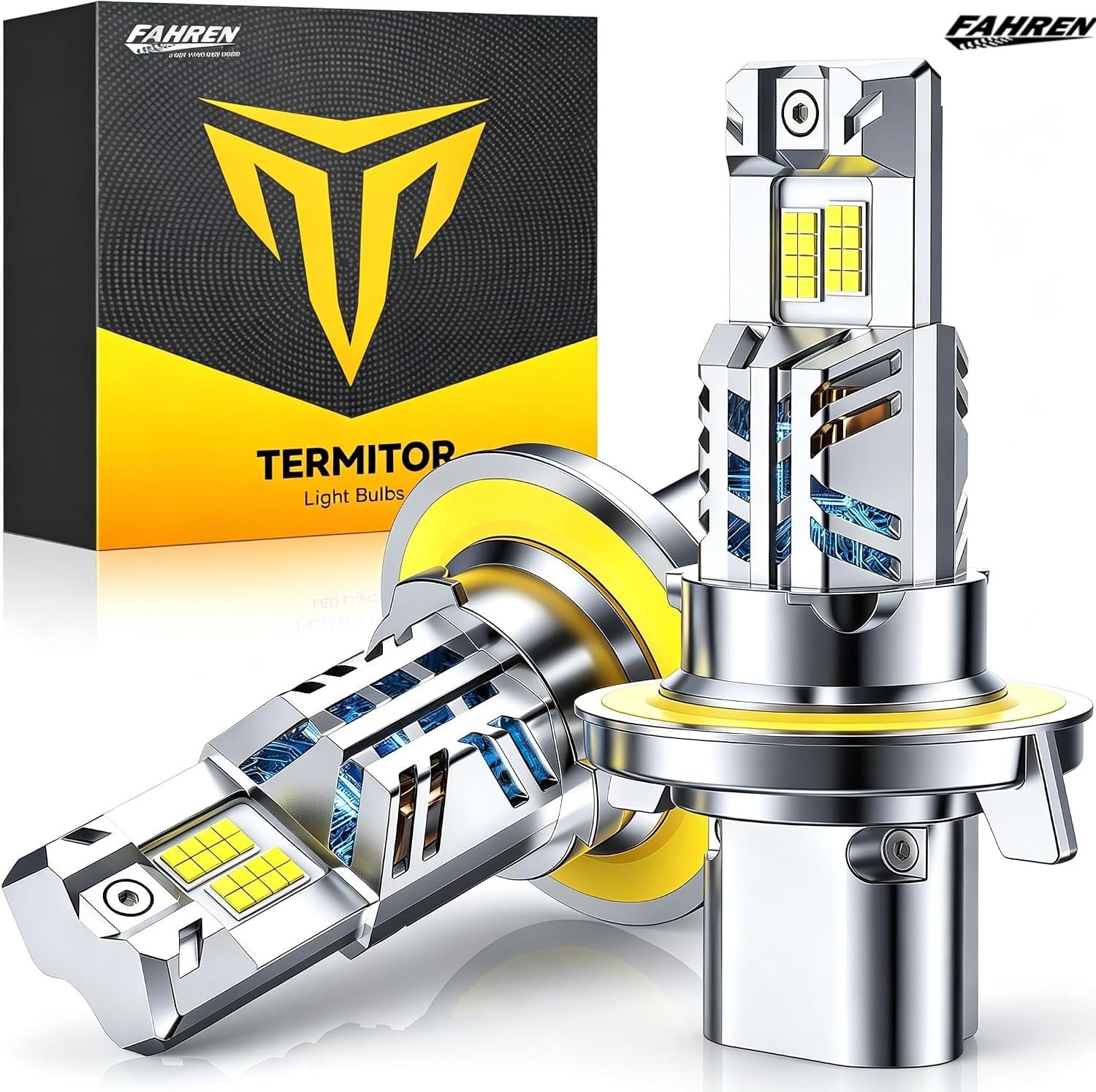 Fahren 2x H13 9008 LED Headlight Bulb Hig/Low Beam 100000LM Cool White 90000 Hrs