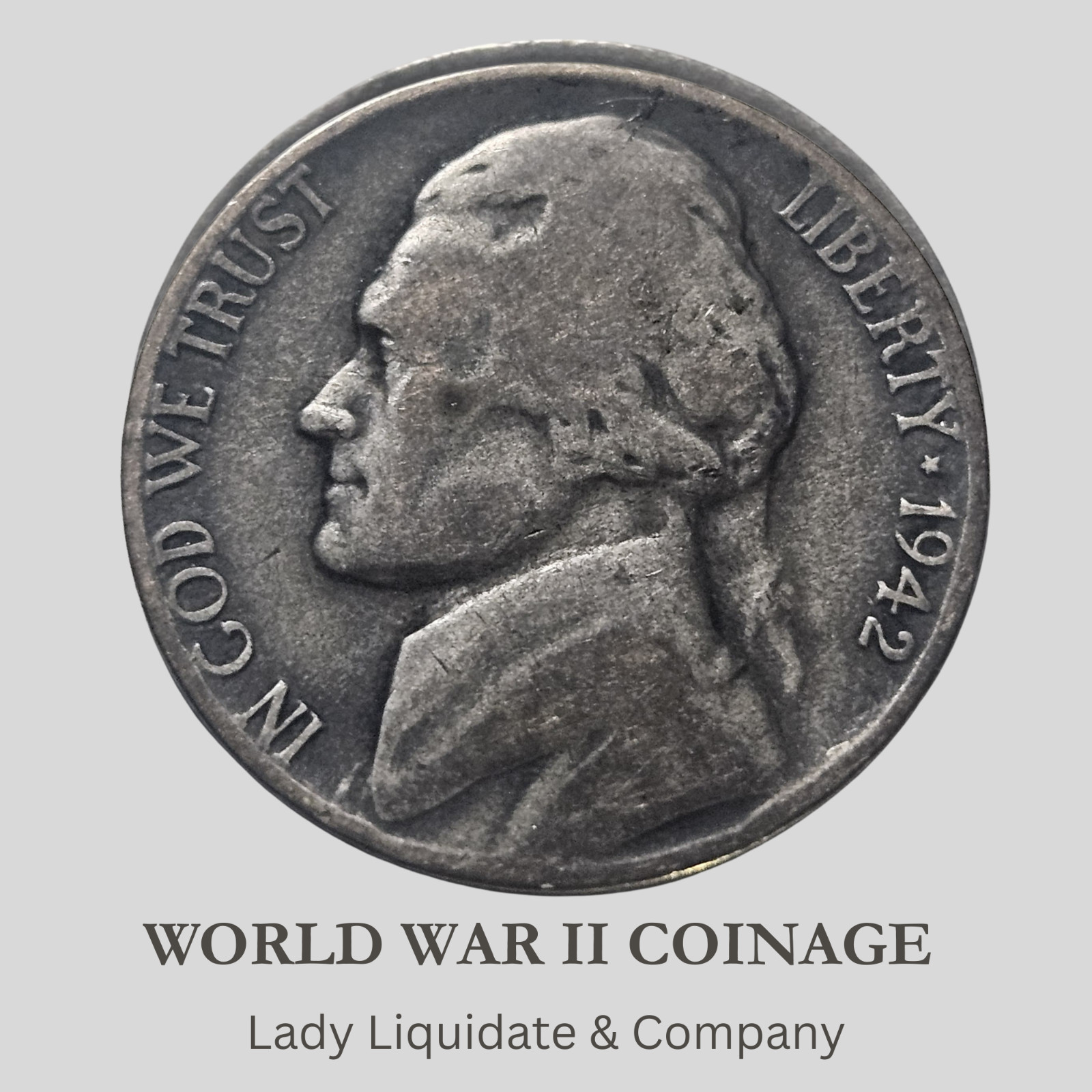 U.S. World War II 1942 S JEFFERSON WARTIME NICKEL- RARE LARGE S MINT MARK