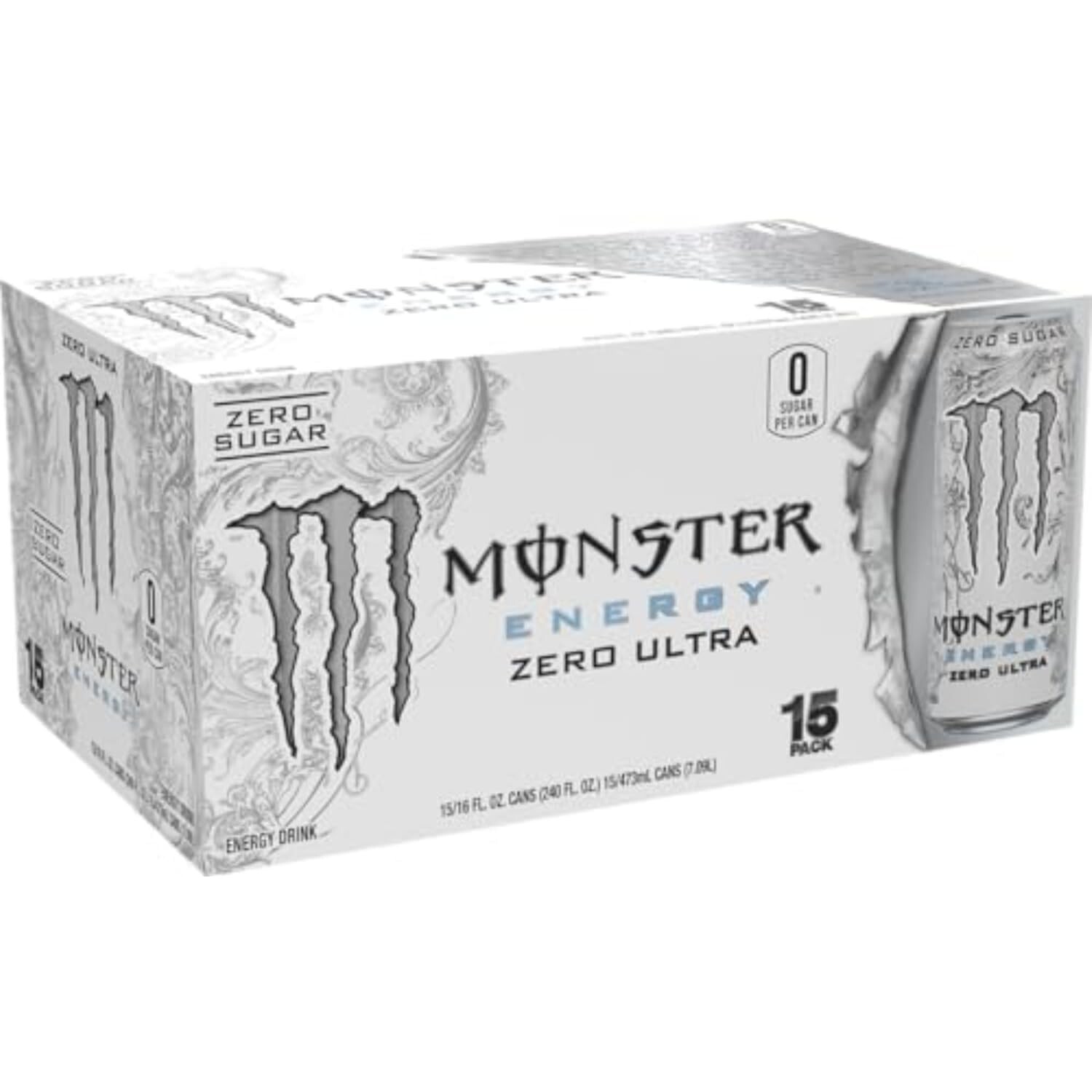New Monster Energy Zero Ultra, Sugar Free Energy Drink, 16 Ounce (Pack of 15) New Monster Energy Zero Ultra, Sugar Free Energy Drink, 16 Ounce (Pack of 15)