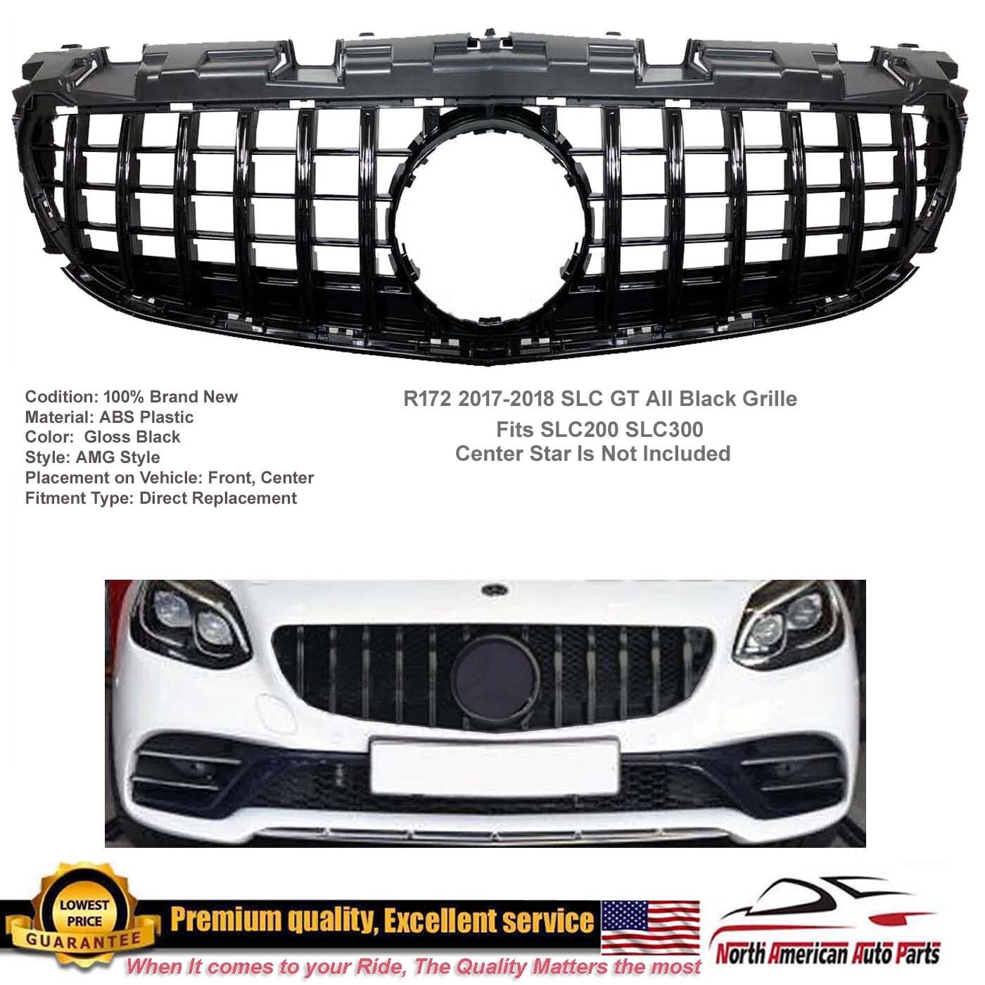 SLC GT Grille All Black 2017 2018 2019 2020 SLC200 SLC300 Panamericana R172 SLC GT Grille All Black 2017 2018 2019 2020 SLC200 SLC300 Panamericana R172
