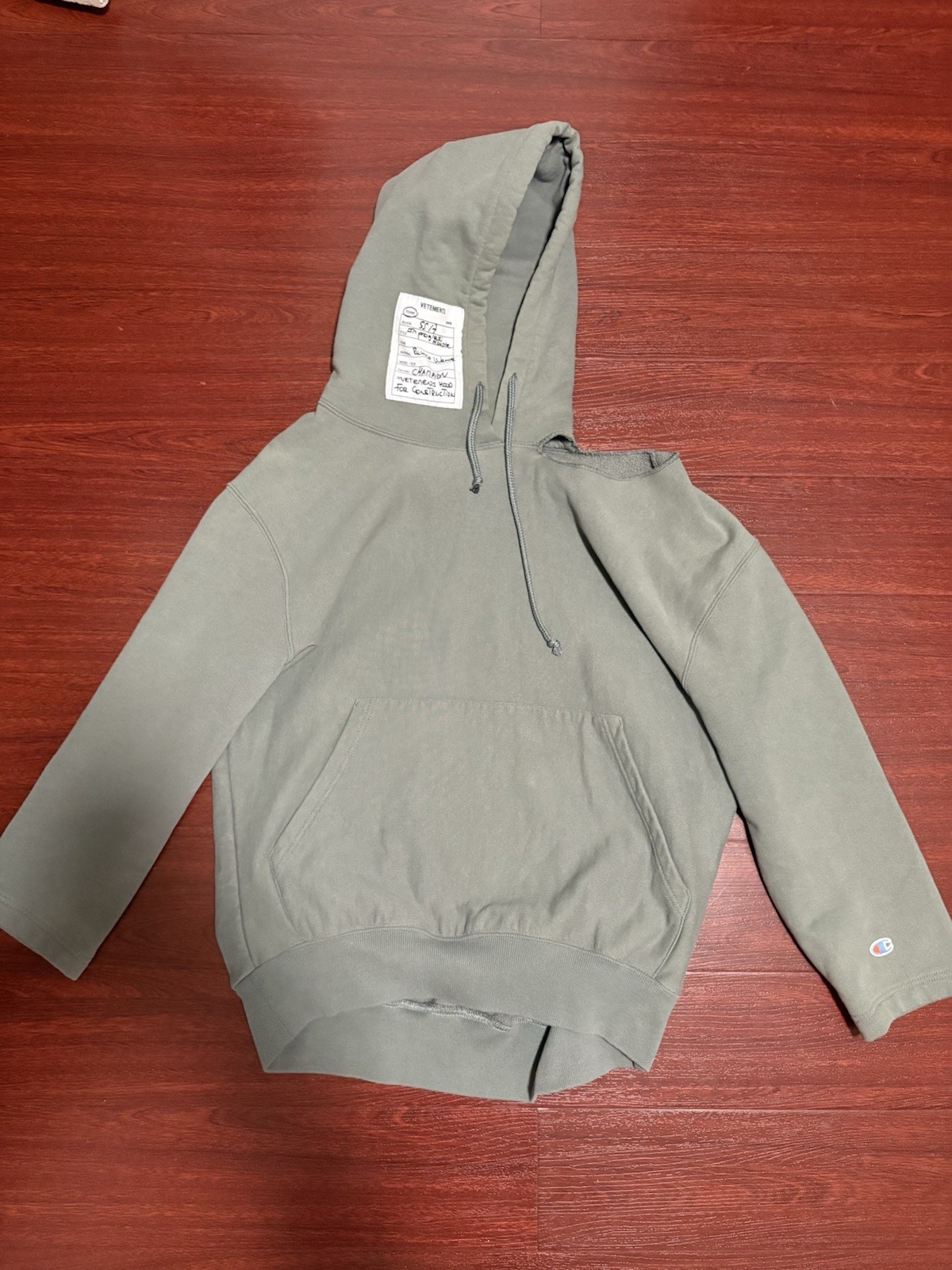 VETEMENTS x CHAMPION SS17 In Progress Hoodie
