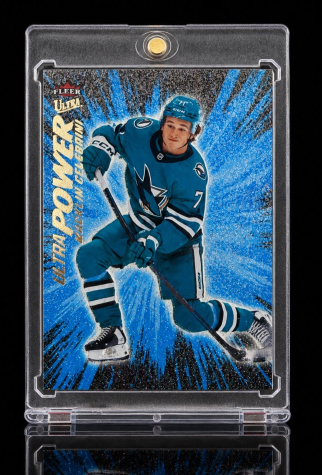 2024-25 UD Fleer Ultra Macklin Celebrini Ultra Power Blue #UP16 Rookie RC Sharks