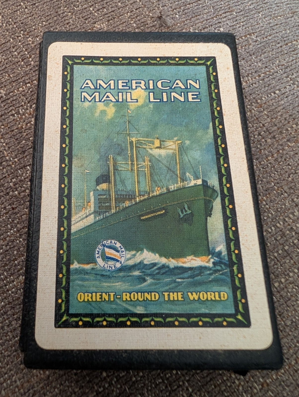 Vintage American Mail Line Playing Cards Deck Slide Case President Liners Vintage American Mail Line Playing Cards Deck Slide Case President Liners