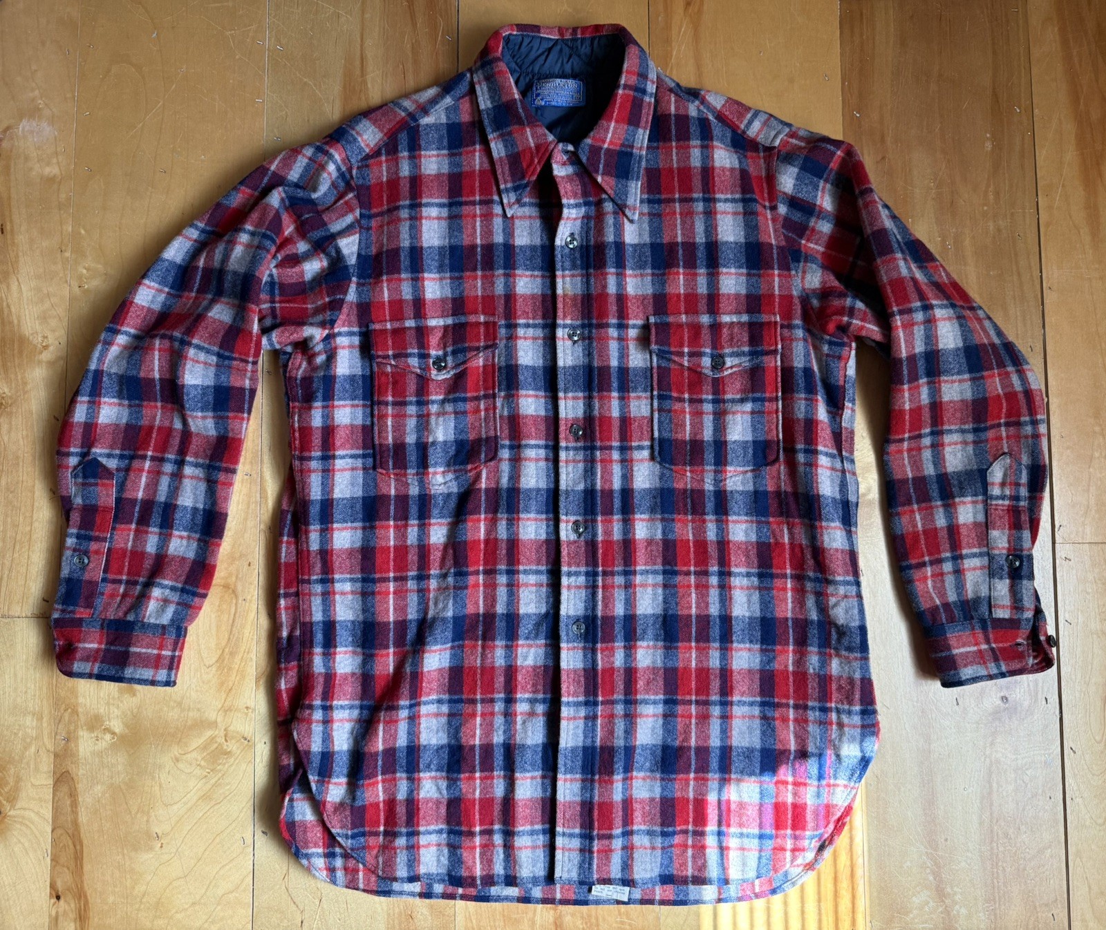 Vtg 70s Pendleton Board Shirt Wool USA Made Plaid Size 17 Large NICE