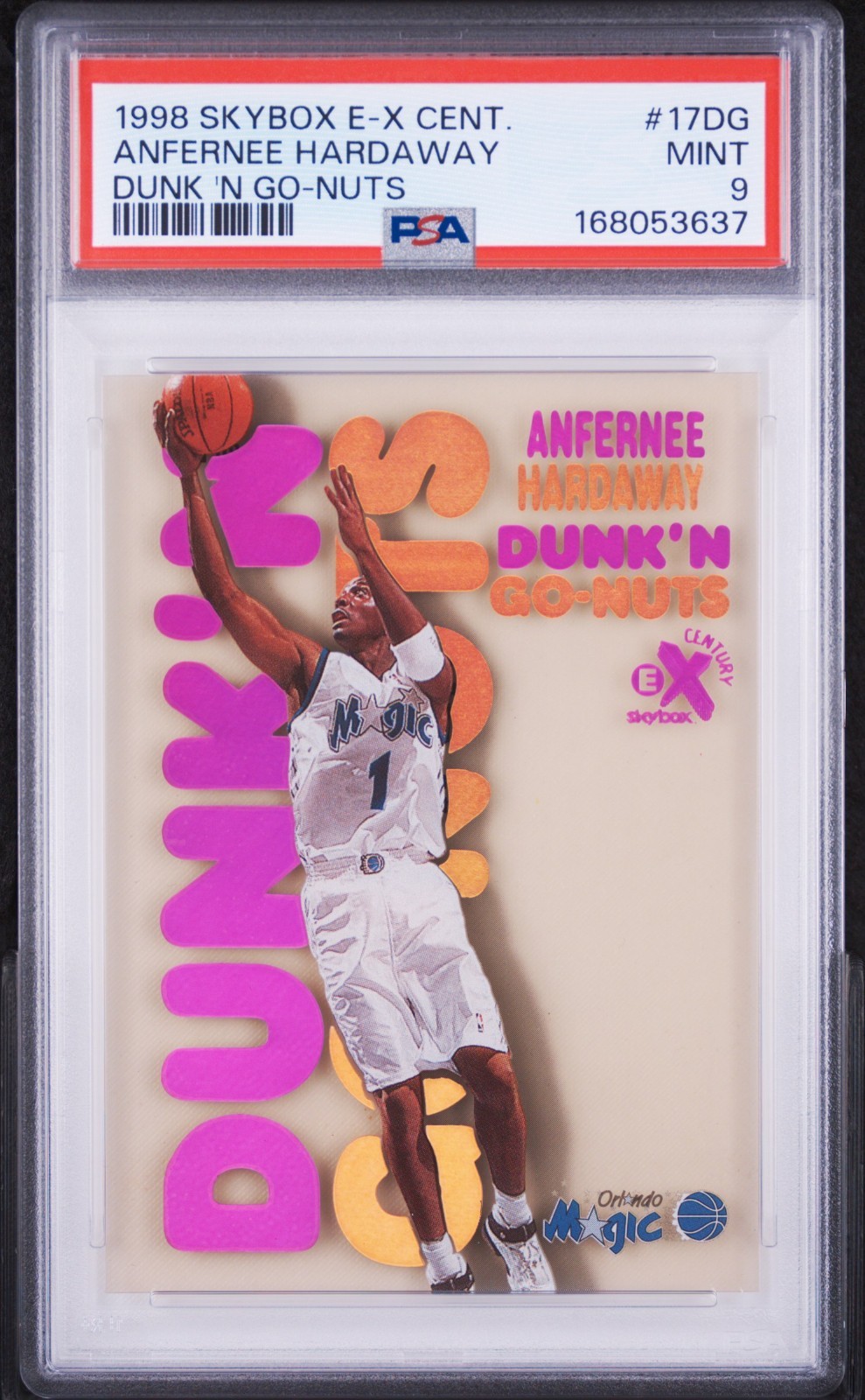 1998-99 Skybox x E-X Century Anfernee Hardaway Dunk\'N Go Nuts #17DG Magic PSA 9 1998-99 Skybox x E-X Century Anfernee Hardaway Dunk\'N Go Nuts #17DG Magic PSA 9