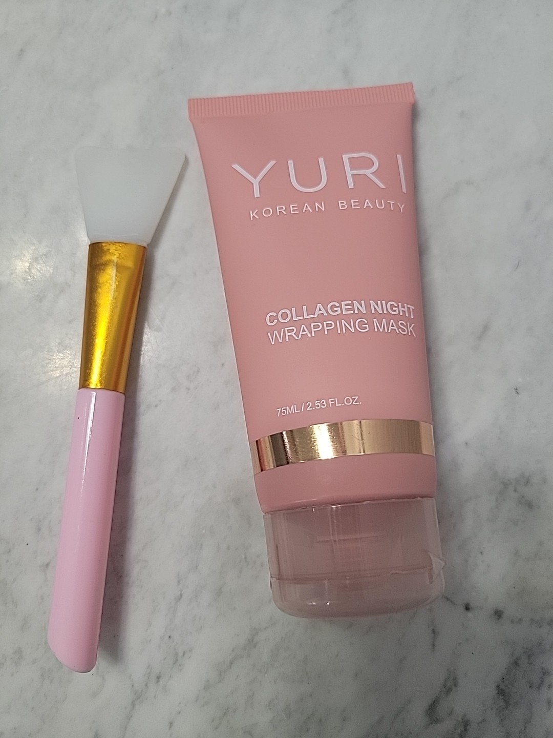 2X Yuri Collagen Night Wrapping Mask 75ml Hydrating Sleeping Mask With Brush New