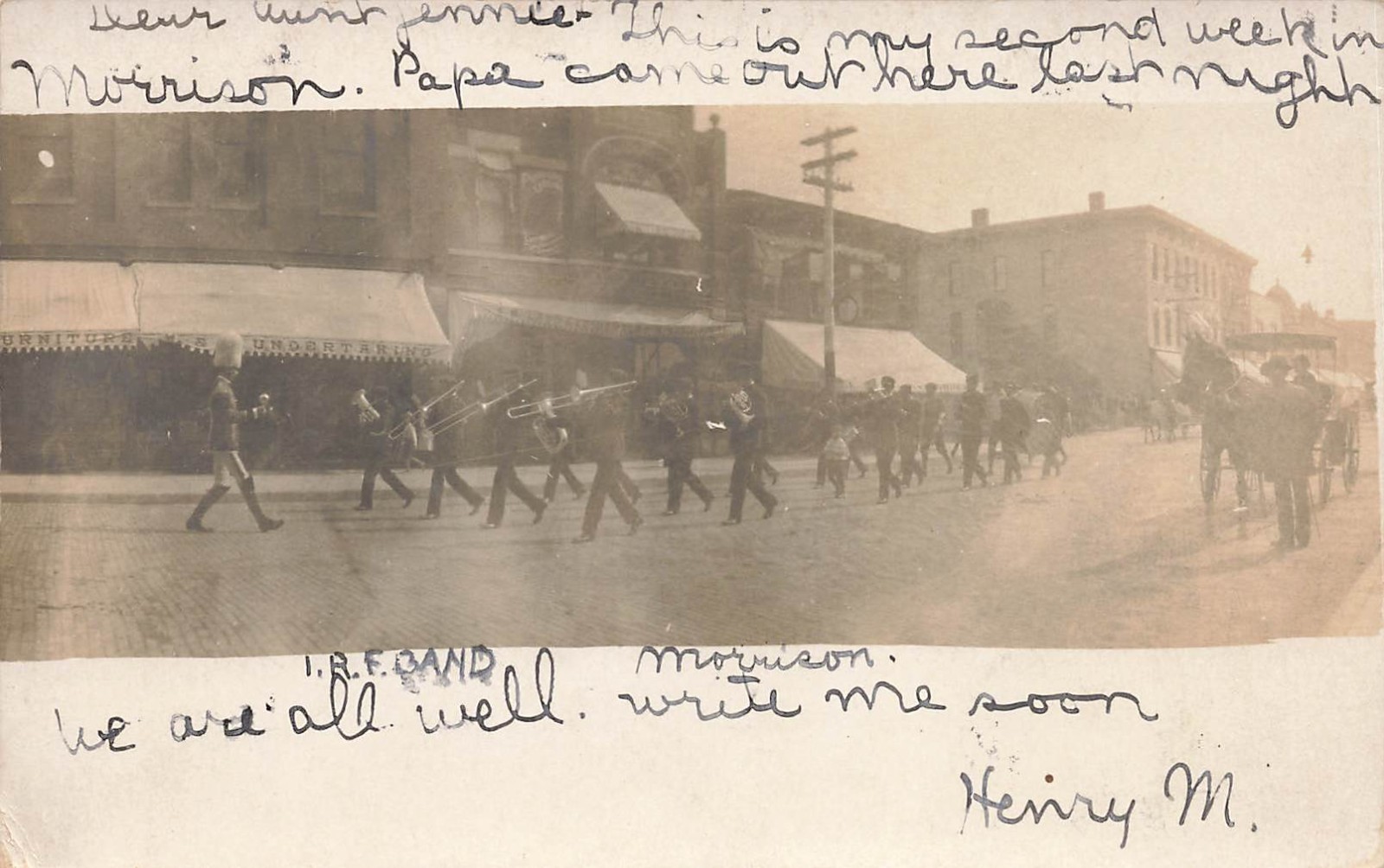 LP03 Morrison Illinois I.R.F Band 1906 RPPC RARE Postcard LP03 Morrison Illinois I.R.F Band 1906 RPPC RARE Postcard