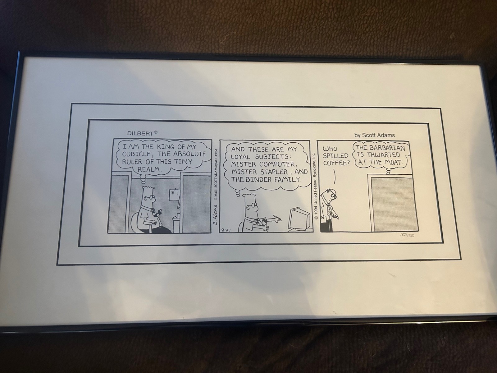 Dilbert Scott Adams Comic Strip Print Inscribed With Character 185/1750 Dilbert Scott Adams Comic Strip Print Inscribed With Character 185/1750