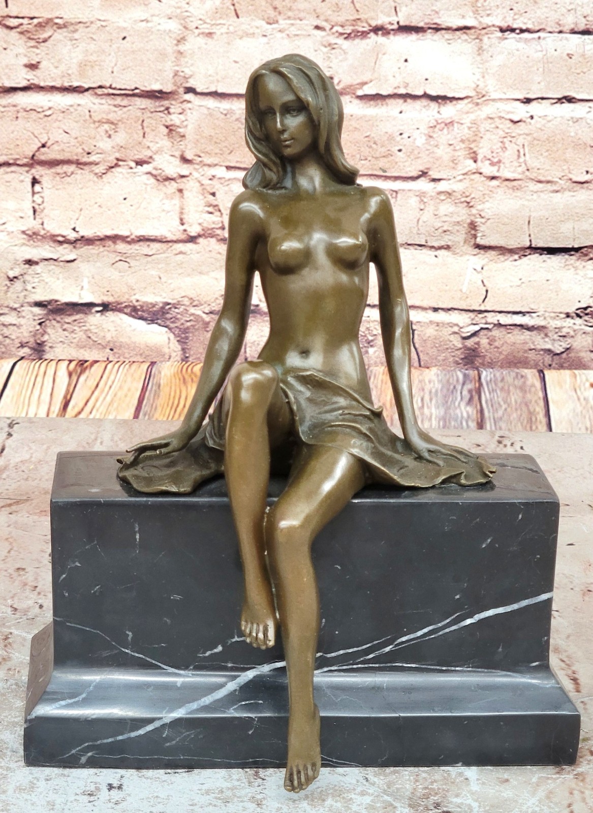 Handmade Bronze sculpture Sensual Female Erotica Woman Girl statue by Cezaro