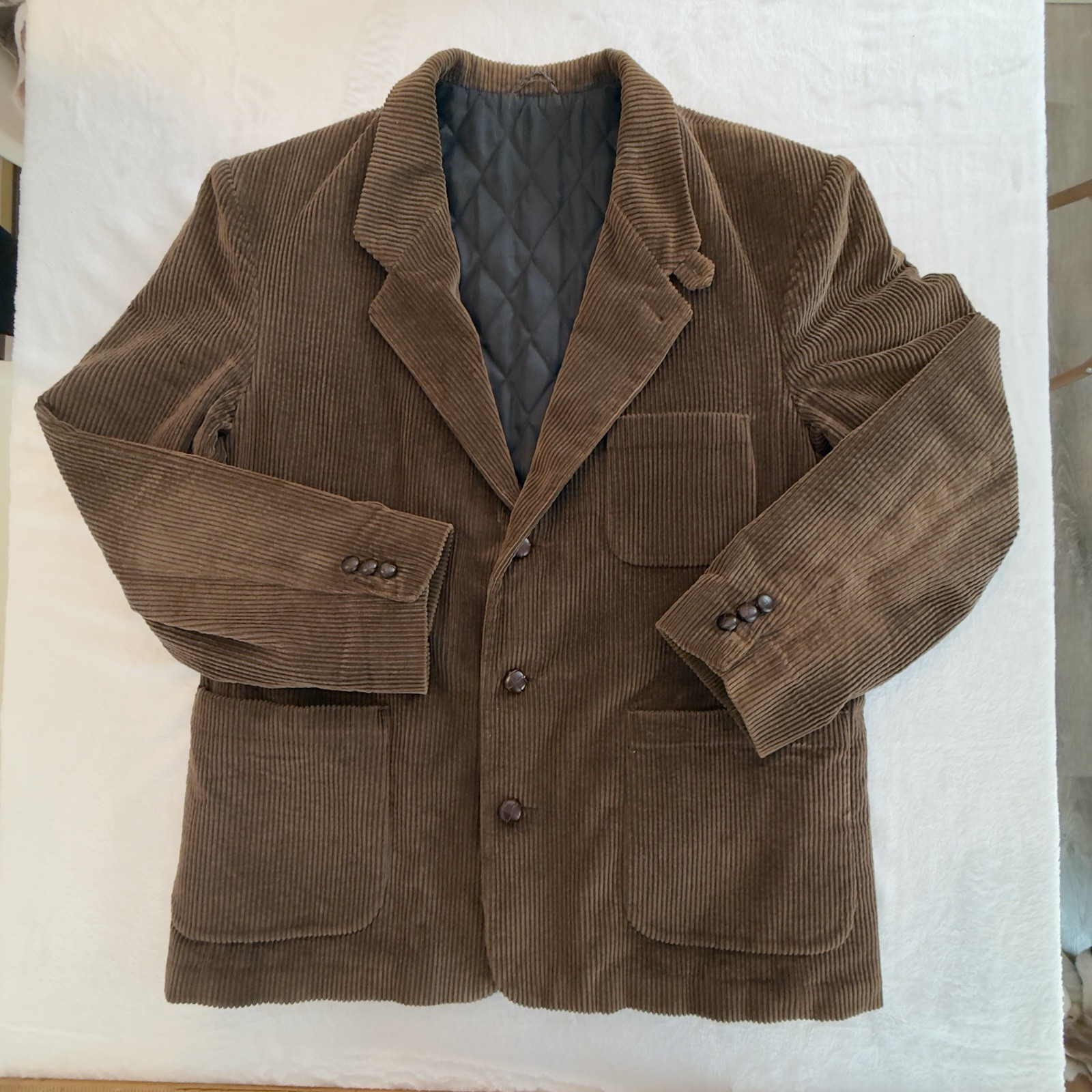 VTG L.L. Bean Corduroy Blazer L USA Thinsulate Brown 3 Button Sport Coat