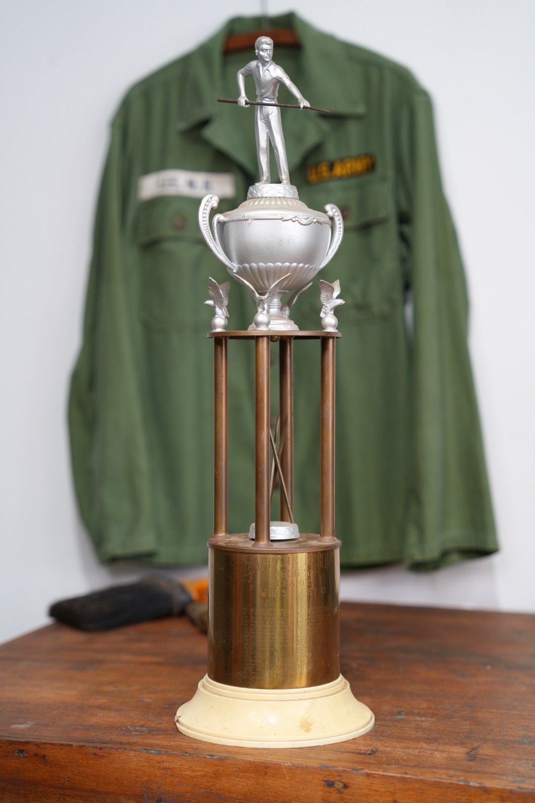 Vintage Billiards Pool Trophy Antique Brass Dodge Brothers 1950s Champs