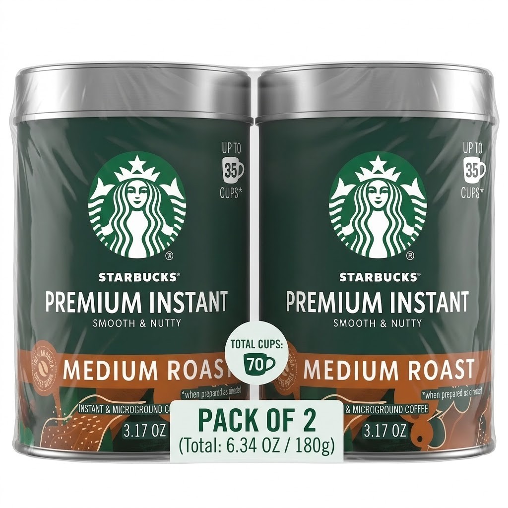 (2 Pack) Starbucks Premium Medium Roast Instant Coffee 3.17 Oz 100% Arabica Rich