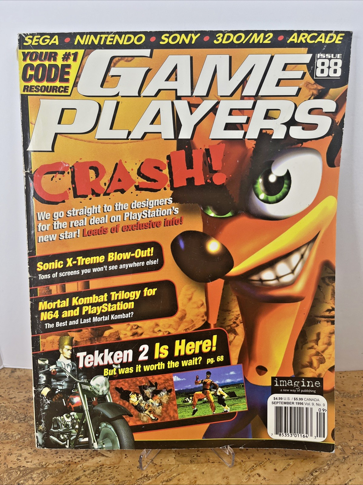 Game Players Magazine Crash Bandicoot cover (Sept. 1996) #88, Nintendo/Sony/Sega