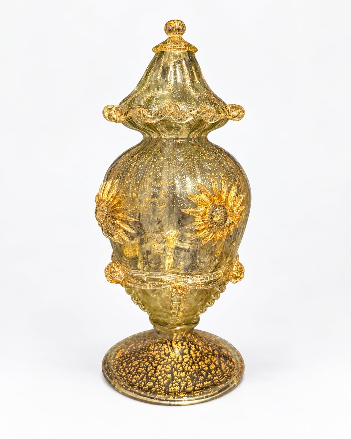 Antique Venetian Murano Style Uranium Gold Fleck Glass Sugar Caster Shaker