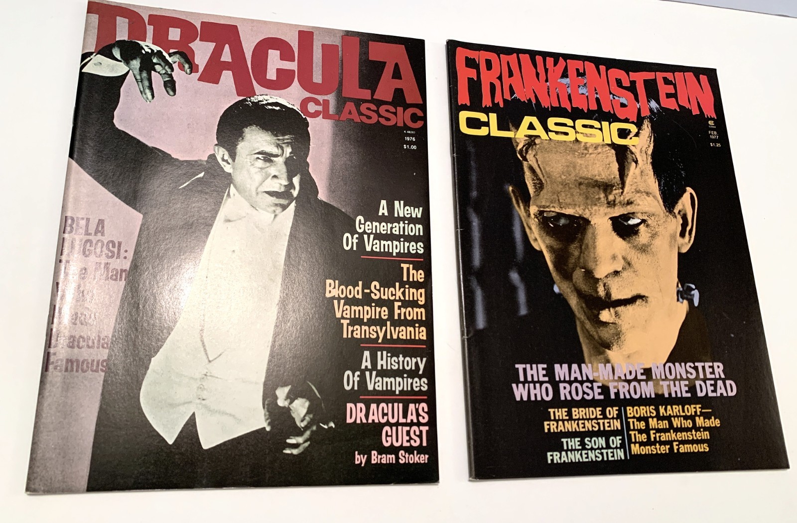 Vintage Lot 2 Frankenstein & Dracula Mags 1977 & 1976 Eerie Mint - Vintage Lot 2 Frankenstein & Dracula Mags 1977 & 1976 Eerie Mint -