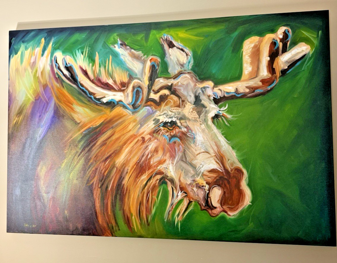 Western Art DIANE WHITEHEAD Original Signed Large 40X60” Oil Painting PAPA MOOSE
