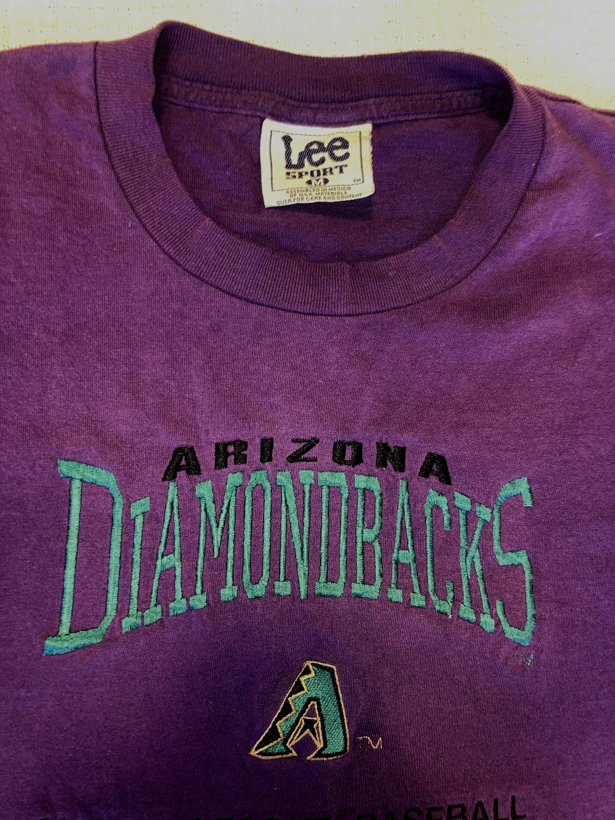 Vintage Arizona Diamondbacks EMBROIDERED T-Shirt Mens MEDIUM Purple 90s 1998