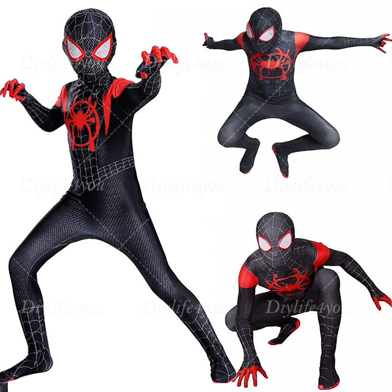 Kids Spider-Man Boy Miles Morales Tobey Maguire Outfits Jumpsuit Cosplay Costume Kids Spider-Man Boy Miles Morales Tobey Maguire Outfits Jumpsuit Cosplay Costume