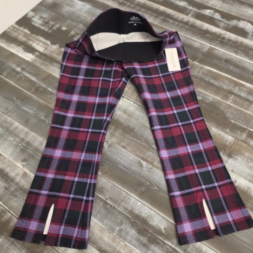 Slim Factor by Investments Womens Pants Medium Purple Plaid Kick Flare Slit NWT