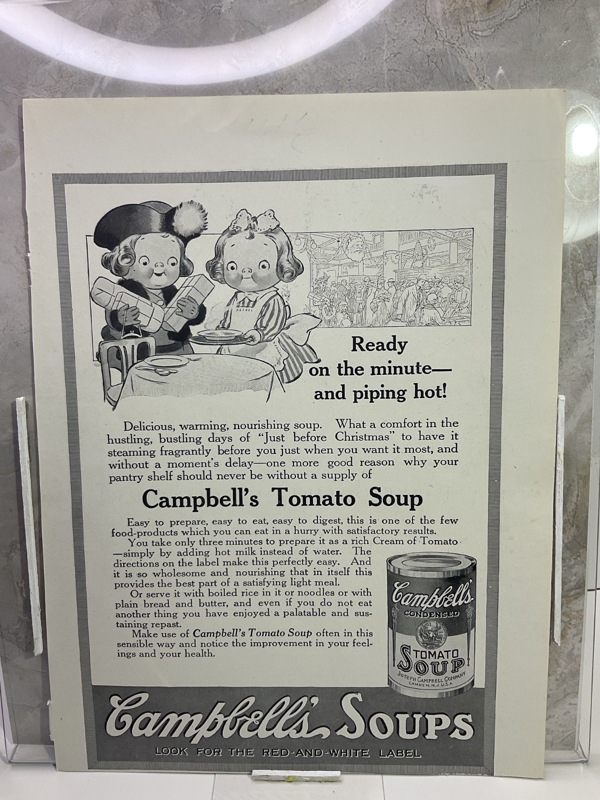 1916 Vintage Black & White Printed Advertisement Campbell’s Tomato Soup