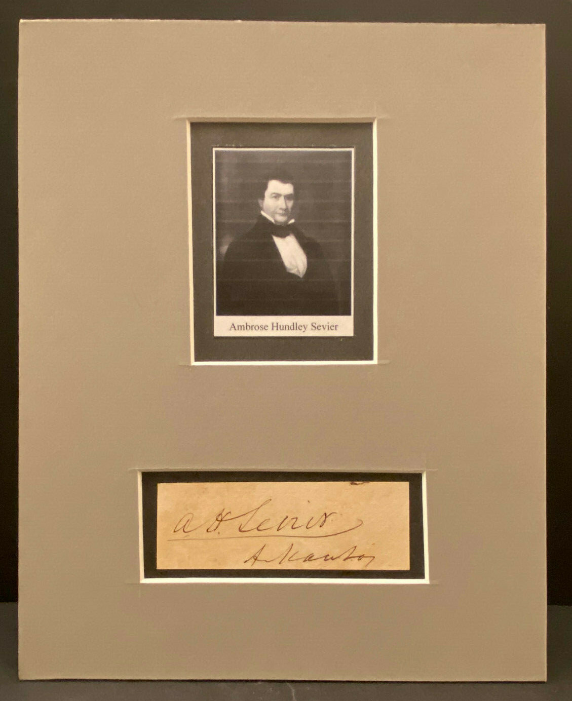 MATTED Ambrose Hundley Sevier AUTOGRAPH Father of Arkansas Statehood D1848 AUTO