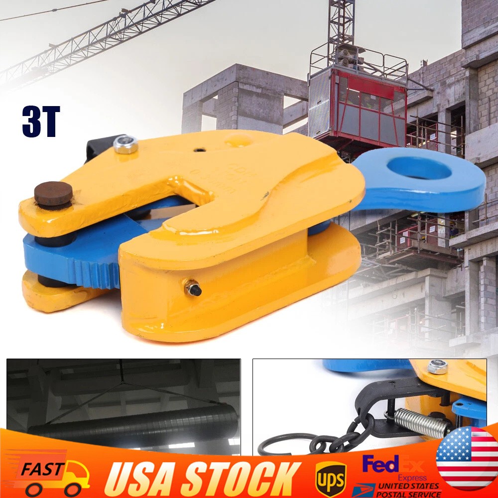 3 Ton Industrial Vertical Plate Lifting Clamp Steel w/ Lock Heavy Duty steel 3T