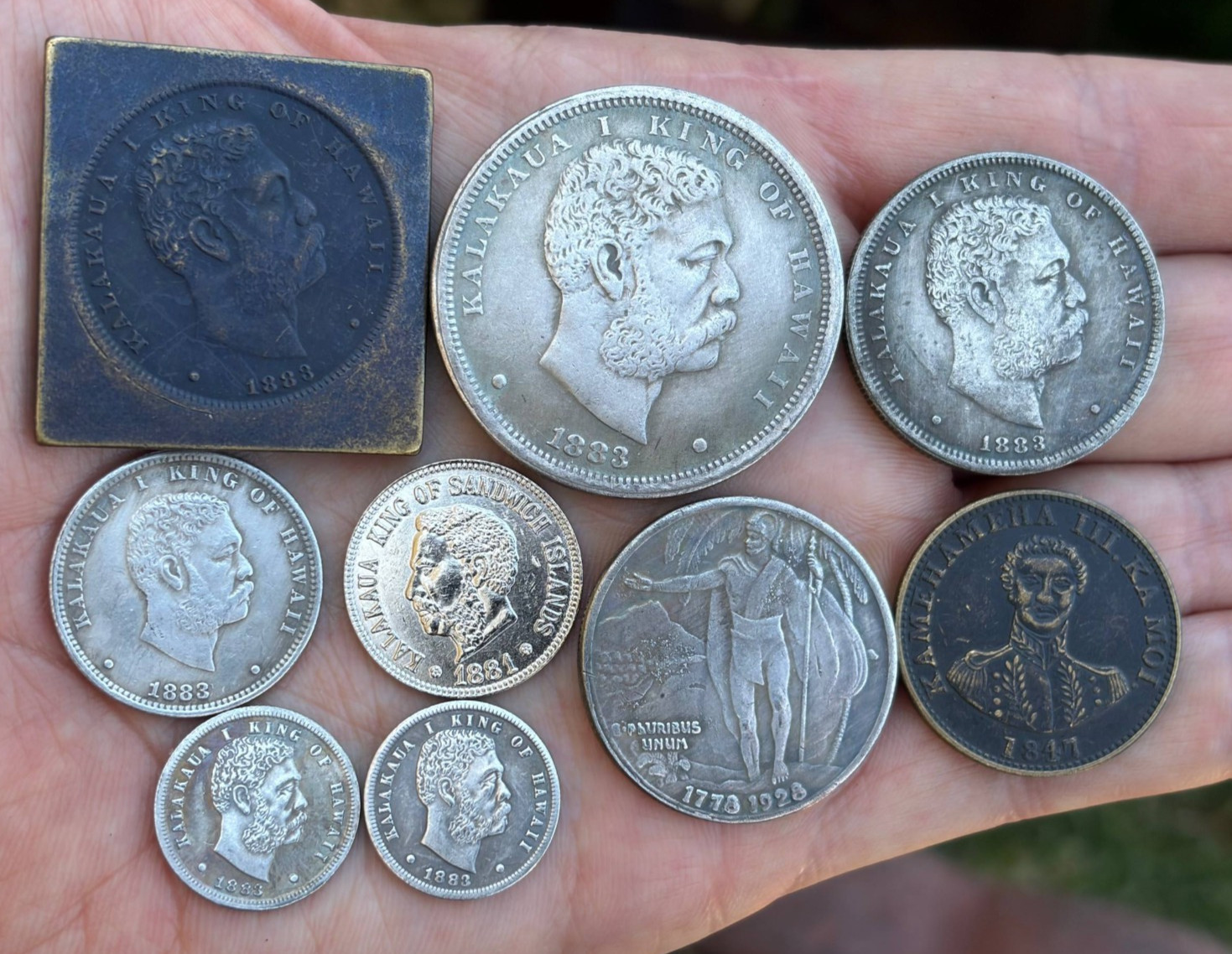 Kingdom of Hawaii Kalakaua Dollar Dime 1883 1847 SET Kingdom of Hawaii Kalakaua Dollar Dime 1883 1847 SET