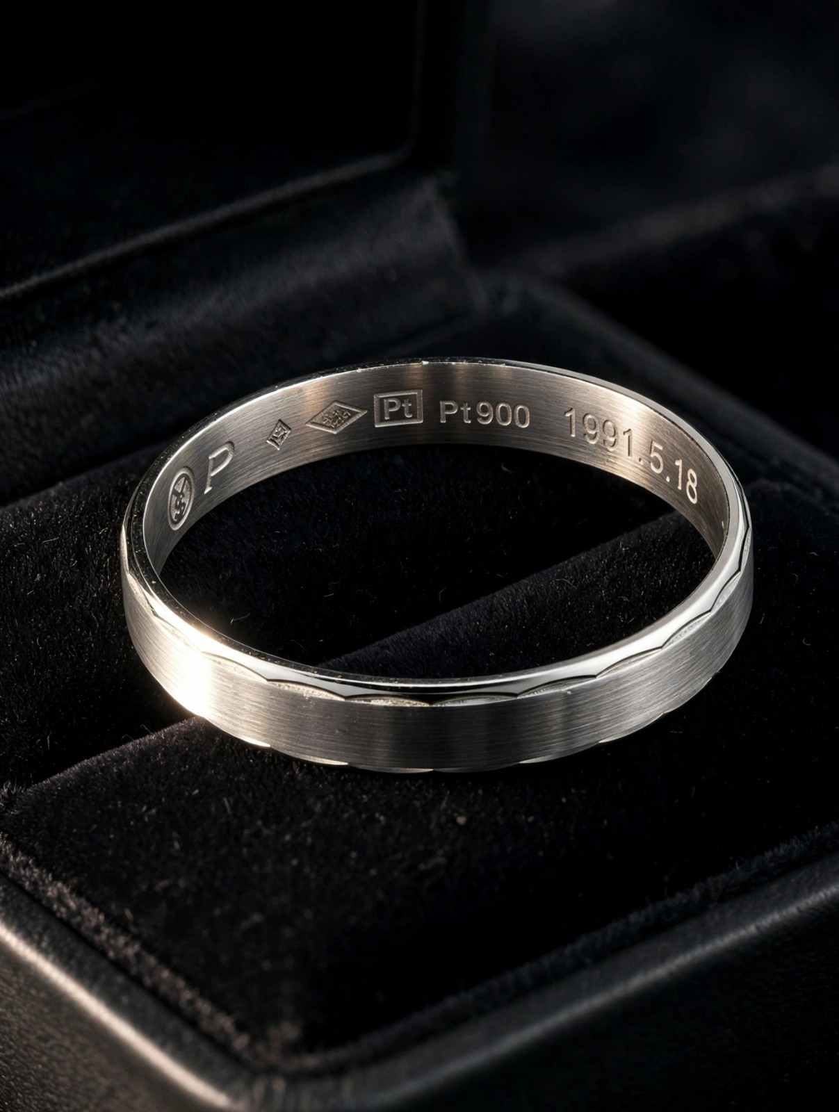 Vintage Pt900 Platinum Wedding Band – Brushed Finish, Engraved 1991 - 2.0 Grams