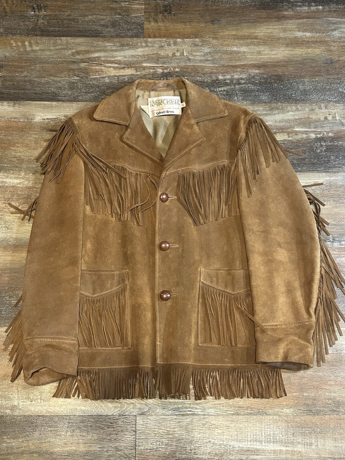 1970s Schlott Leather Western Fringe Ranchers Jacket Size 40 Mens Medium EUC 1970s Schlott Leather Western Fringe Ranchers Jacket Size 40 Mens Medium EUC