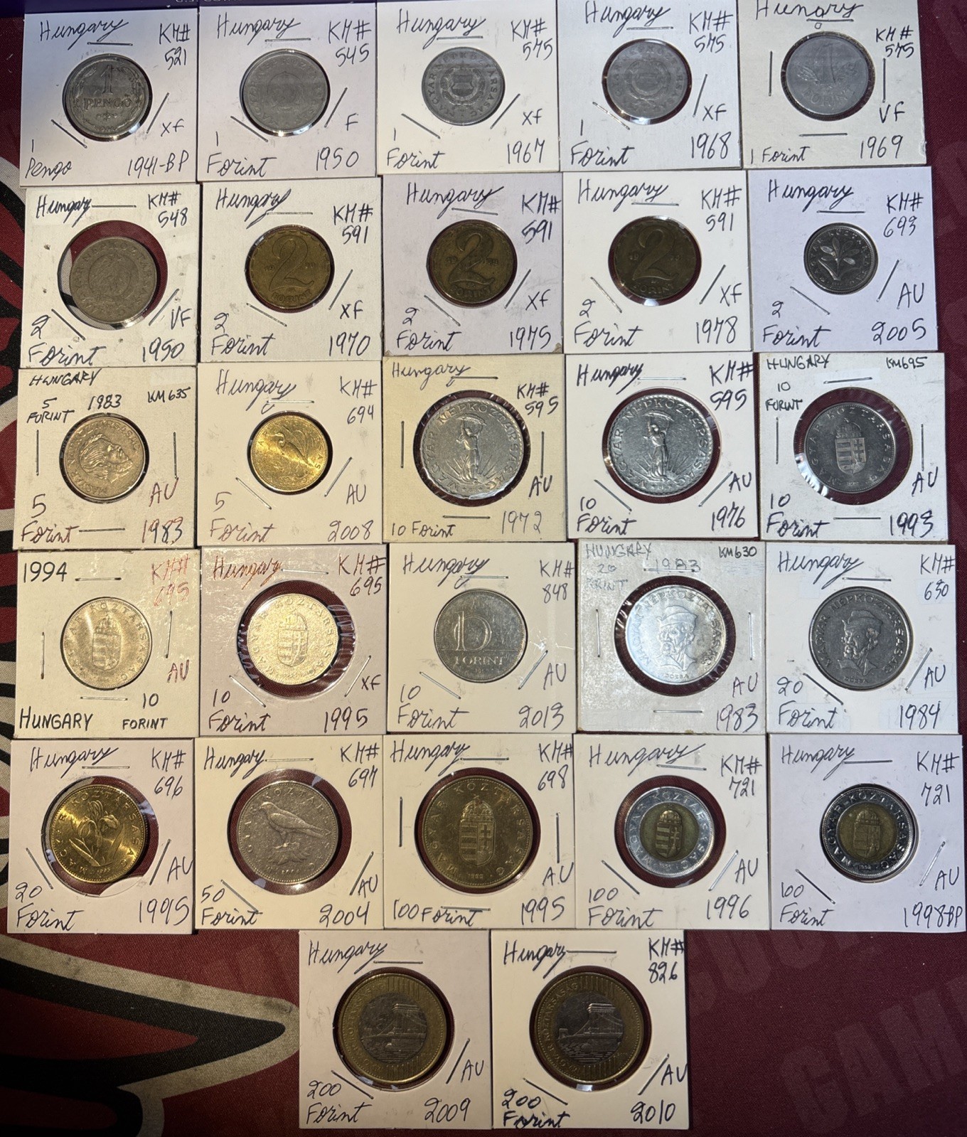 Hungary 1941 - 2010 One 1 Pengo To 200 Forint VF - BU 27 Coin Lot Collection