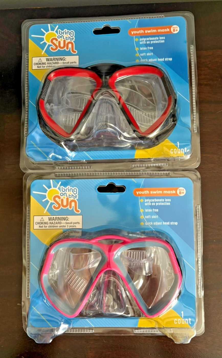 Bring On the Sun YOUTH Swim Mask Ages 8+ Pink & Red LOT of 2