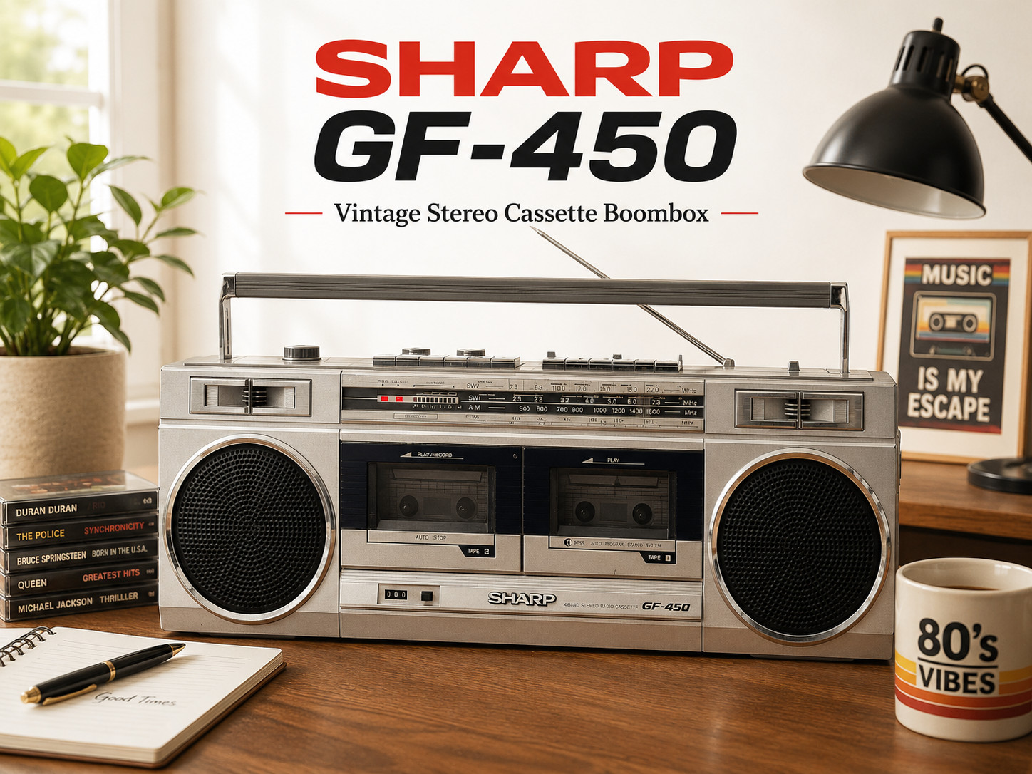 SHARP GF-450 πRaReπ Vintage Stereo Cassette Boombox SHARP GF-450 πRaReπ Vintage Stereo Cassette Boombox