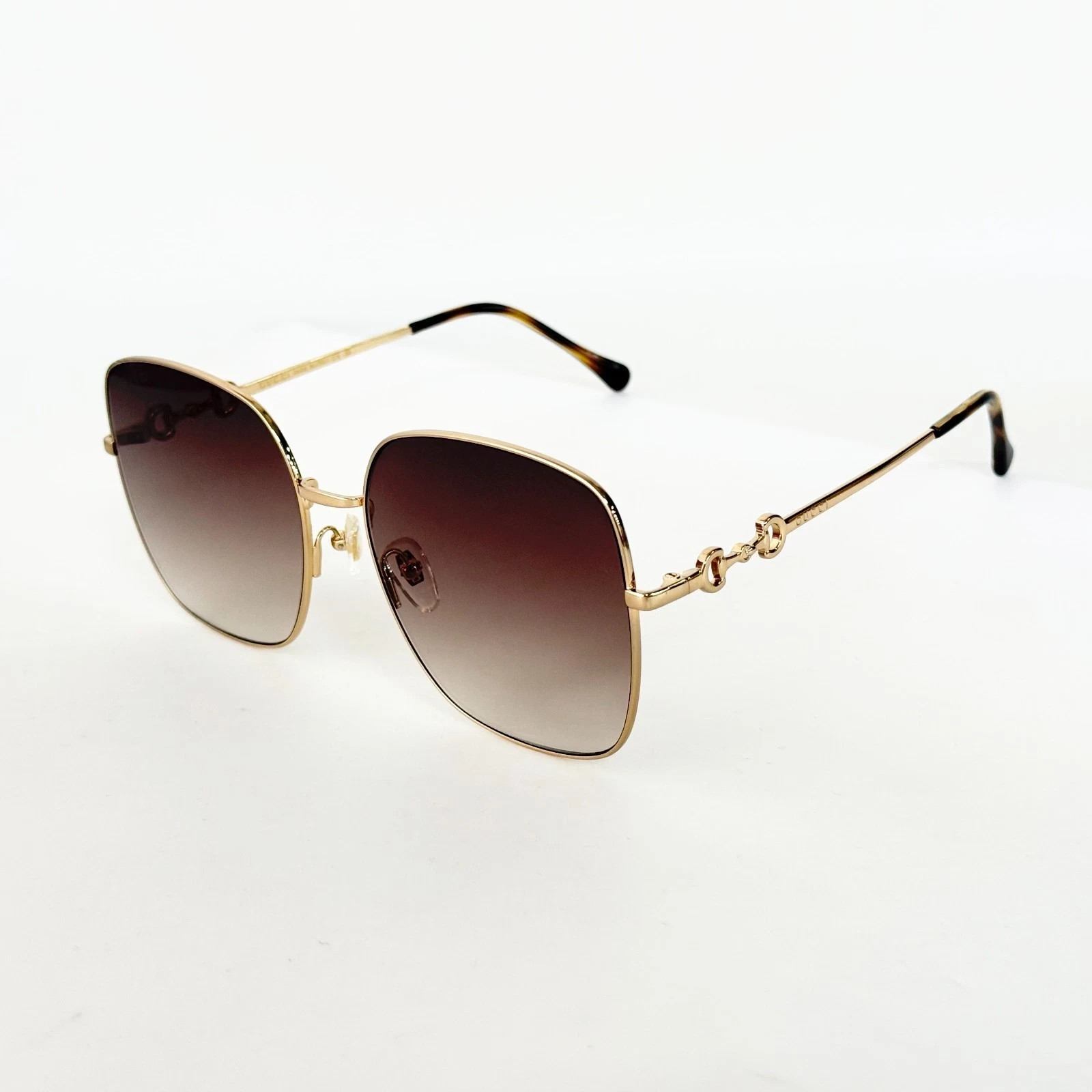 Gucci GG0879S 002 Gold Oversized Square Sunglasses Brown Lens perfect NEW