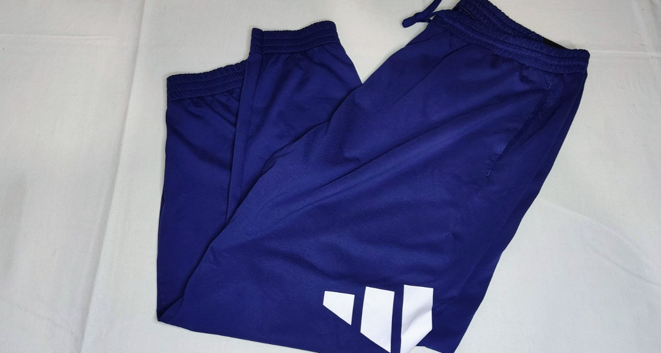 NWT adidas Mens Small Track Pants Blue Essentials Big Logo Tapered Joggers JE896