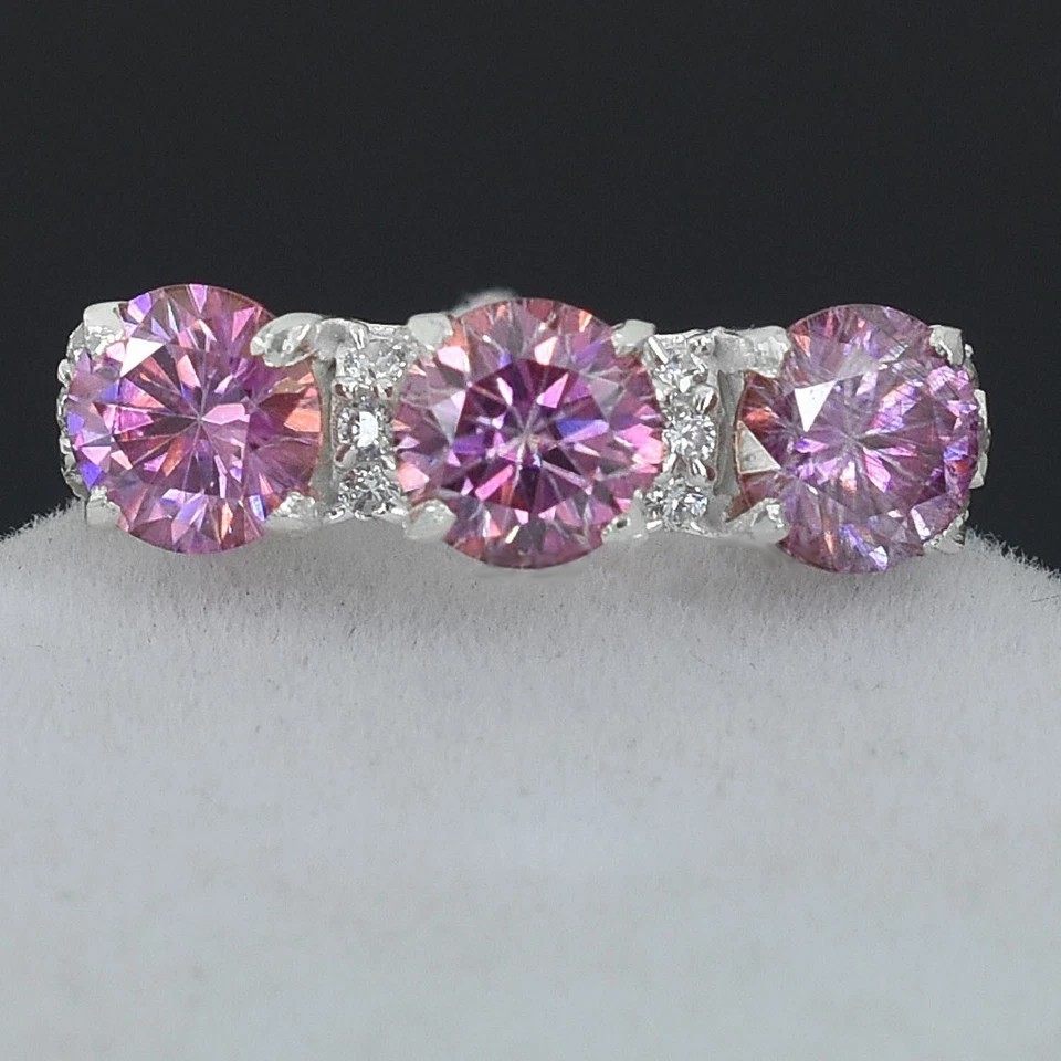 RARE 3.50 Ct Certified  Pink Treated Diamond Solitaire Ring In 925 Silver