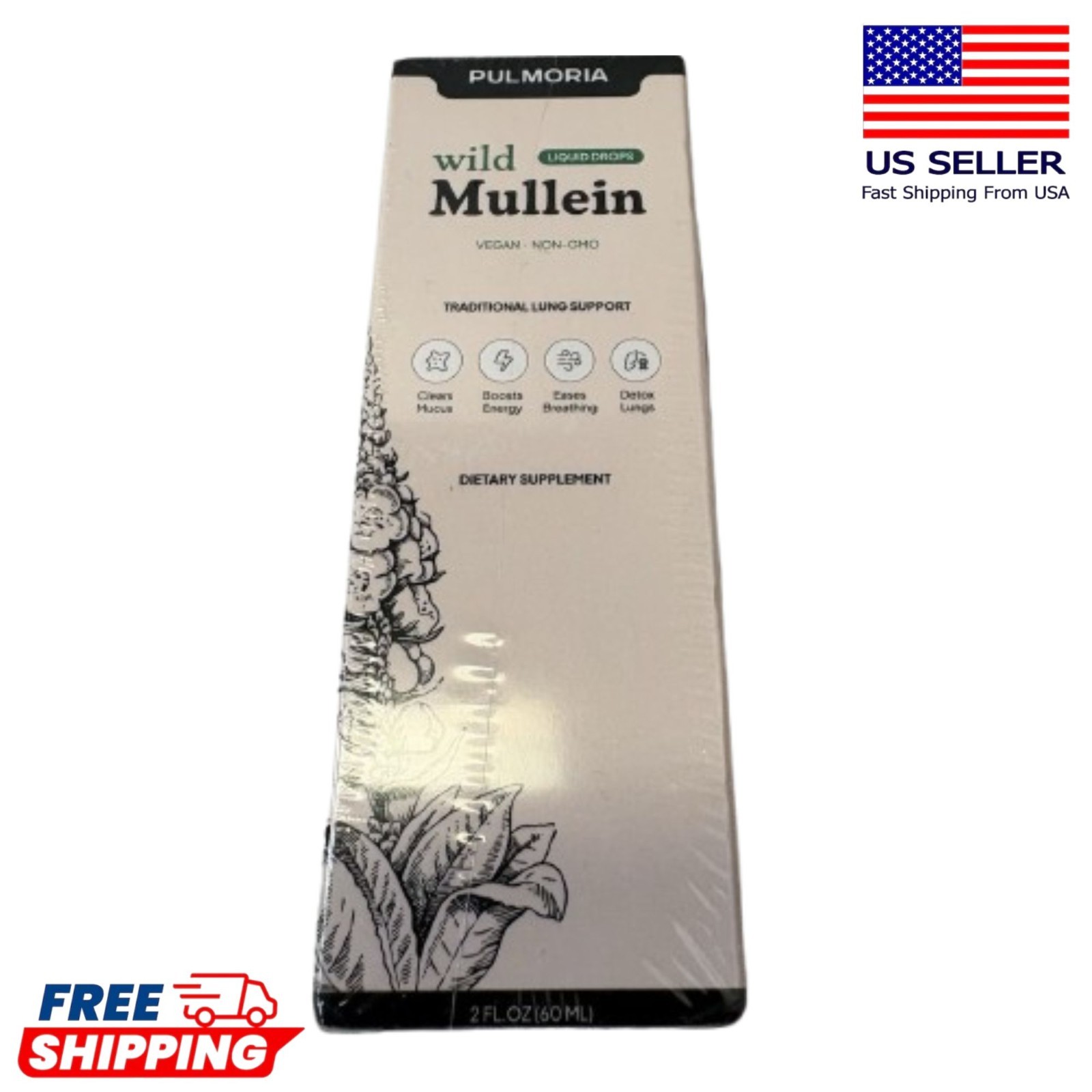 Pulmoria Wild Mullein Cleanse Drops 60ml Herbal Respiratory Wellness